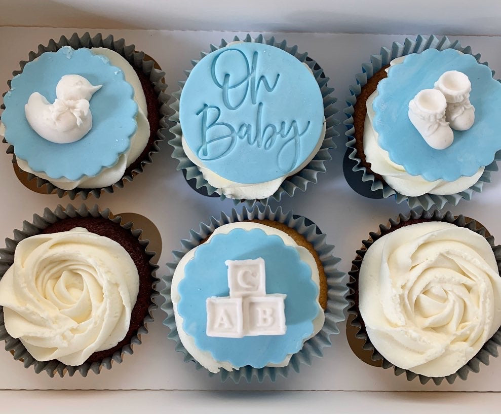 Blue baby shower cupcake box