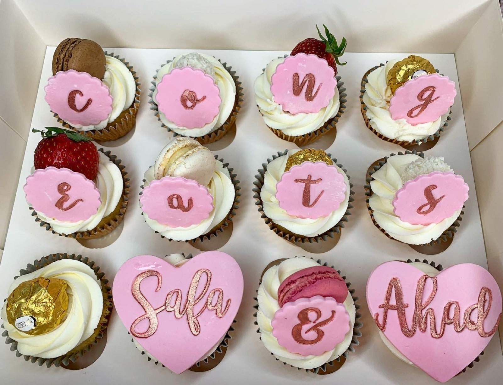 Pink initial cupcake gift box