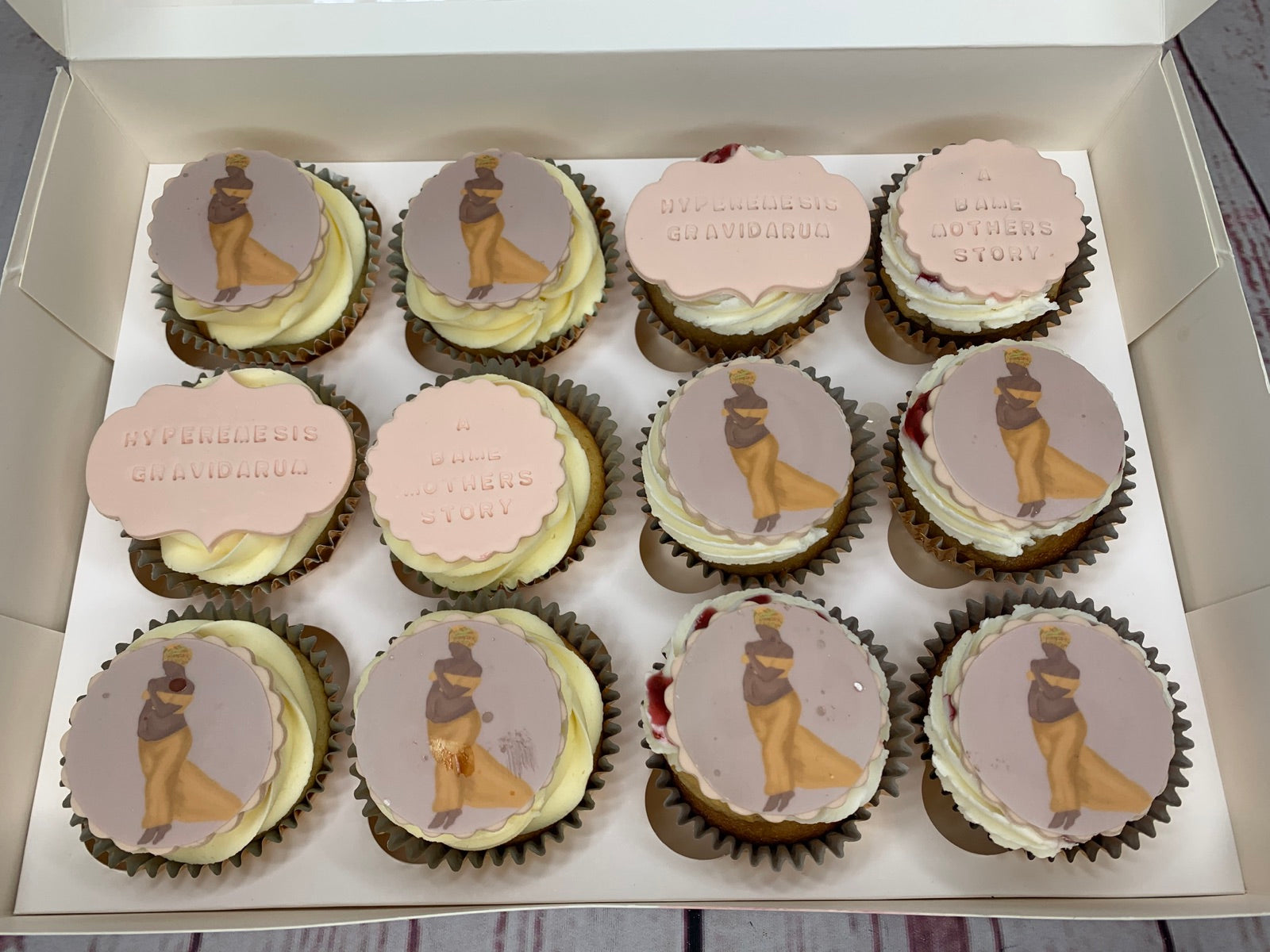 Decorated cupcake box by Dimple Boy Cupcakes