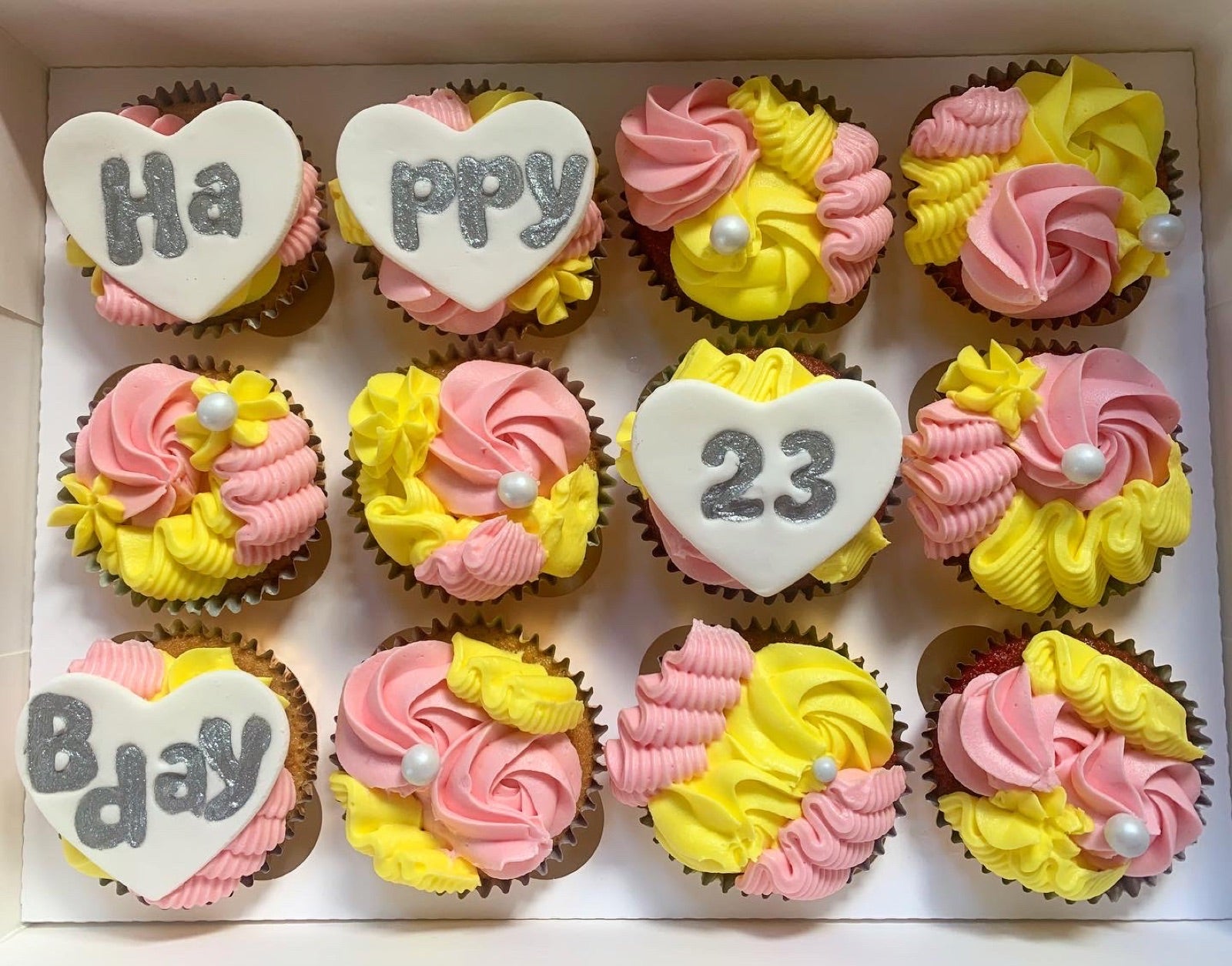 Decorated cupcake box by Dimple Boy Cupcakes