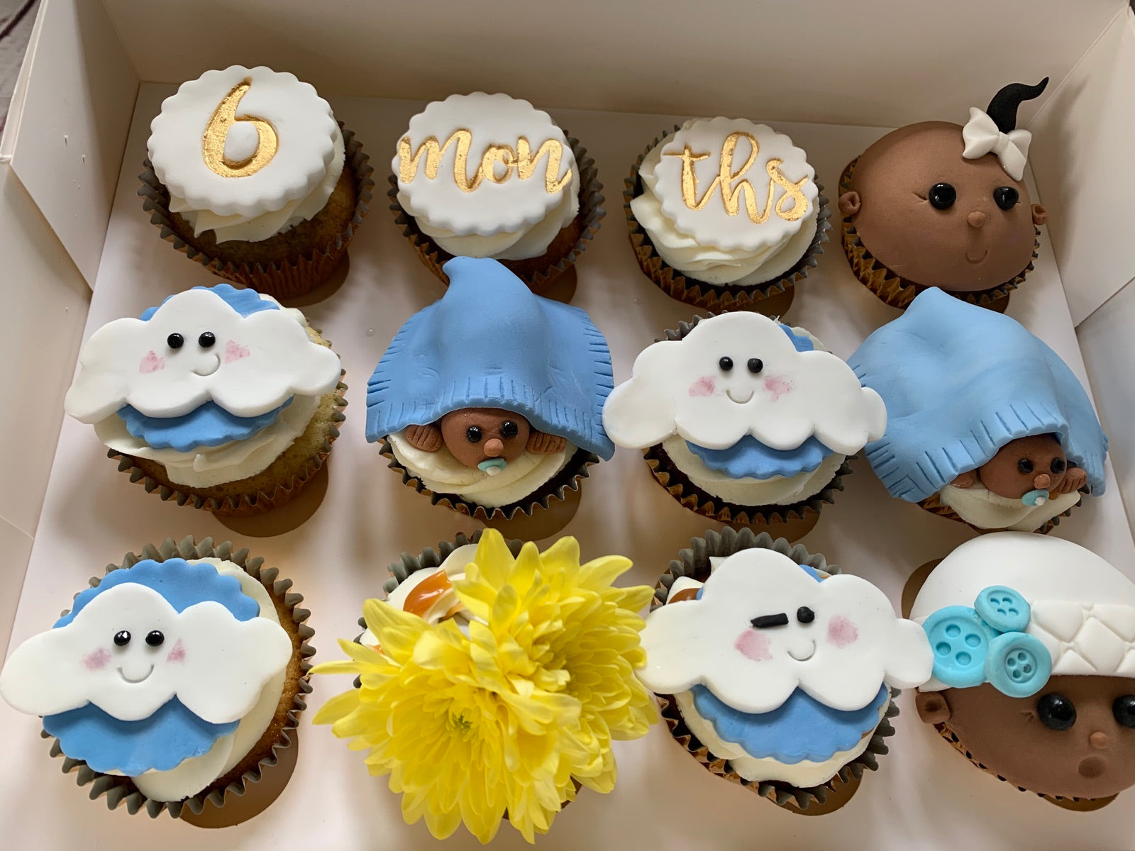 Decorated cupcake box by Dimple Boy Cupcakes