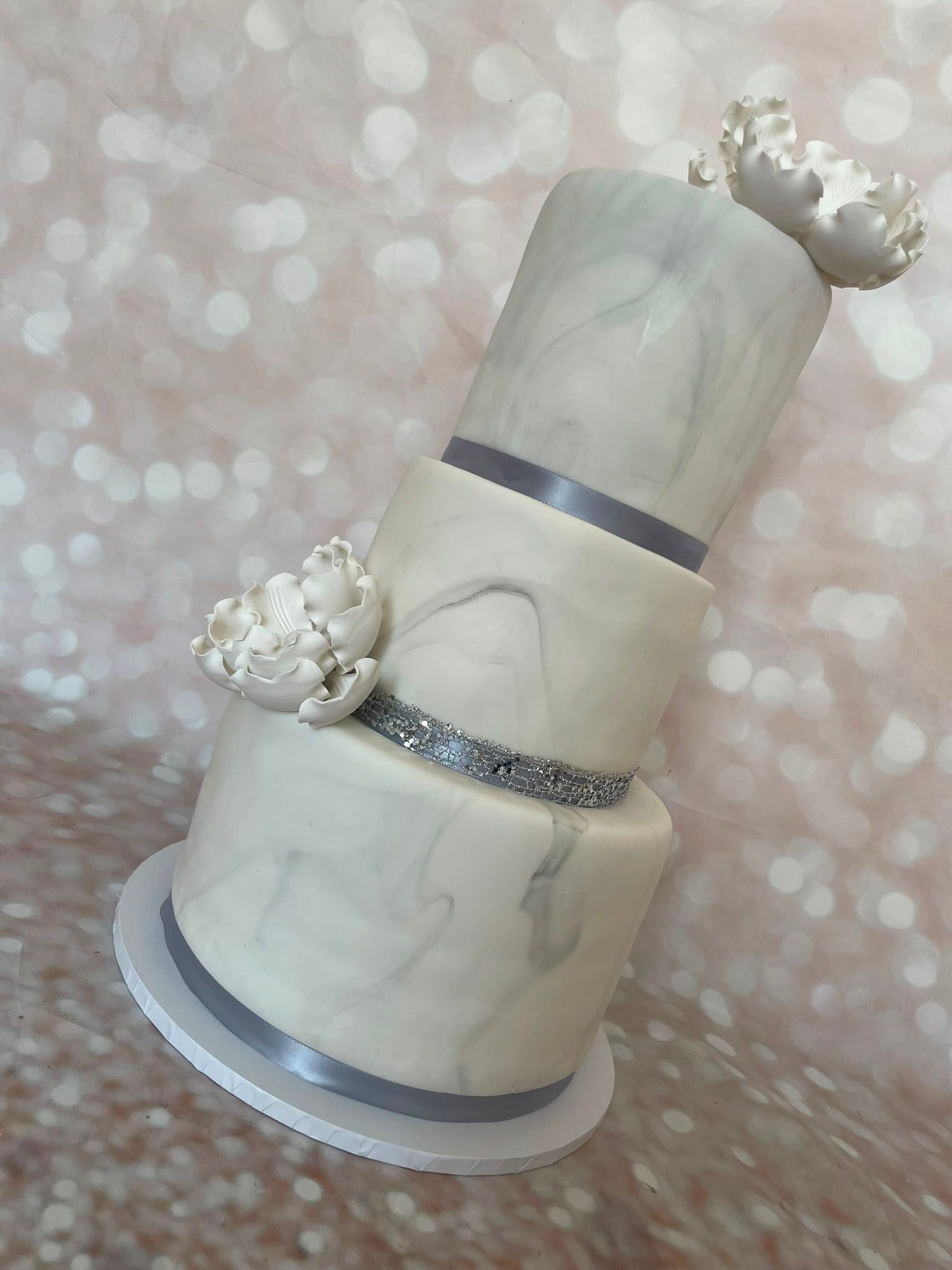 Classic white tiered wedding cake